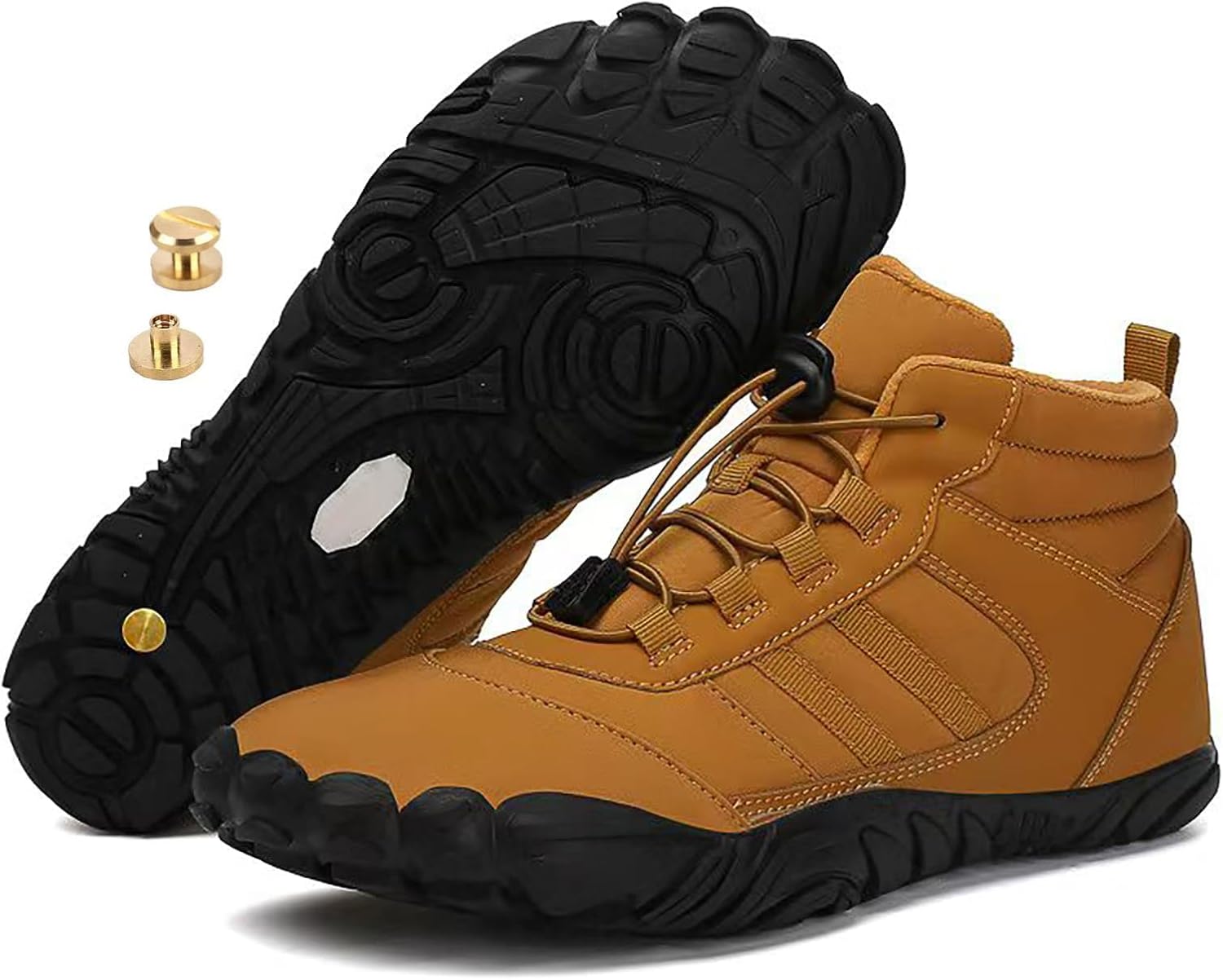 

Зимние заземляющие обувь с медью, походная обувь для ходьбы, зимние походные ботинки для женщин и мужчин с цельными медными винтами Zureto, желтый