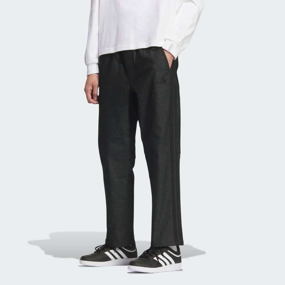 Джинсовые брюки Essentials Plus Regular Fit Stretch Denim полной длины с открытым низом Adidas, black