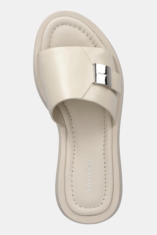 Кожаные шлепанцы FLATFORM SLIDE W/CK HW - LTH Calvin Klein, бежевый — фото 4