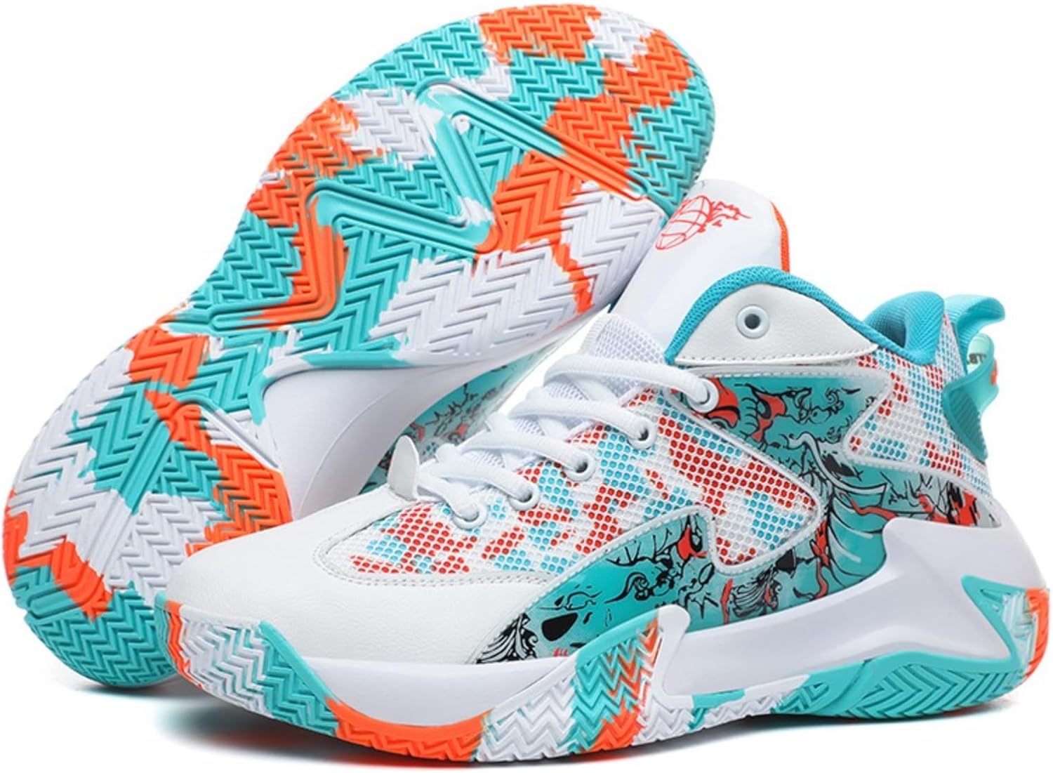 

Мужские кроссовки QKLMWES с высокой шнуровкой, кожаная сетка, легкие, противоскользящие, для баскетбола, тенниса, волейбола, бейсбола и других видов спорта, белый