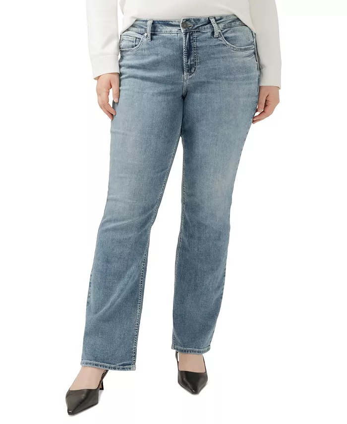 

Женские джинсы Suki Curvy Fit Slim Bootcut размера Plus Silver Jeans Co., синий