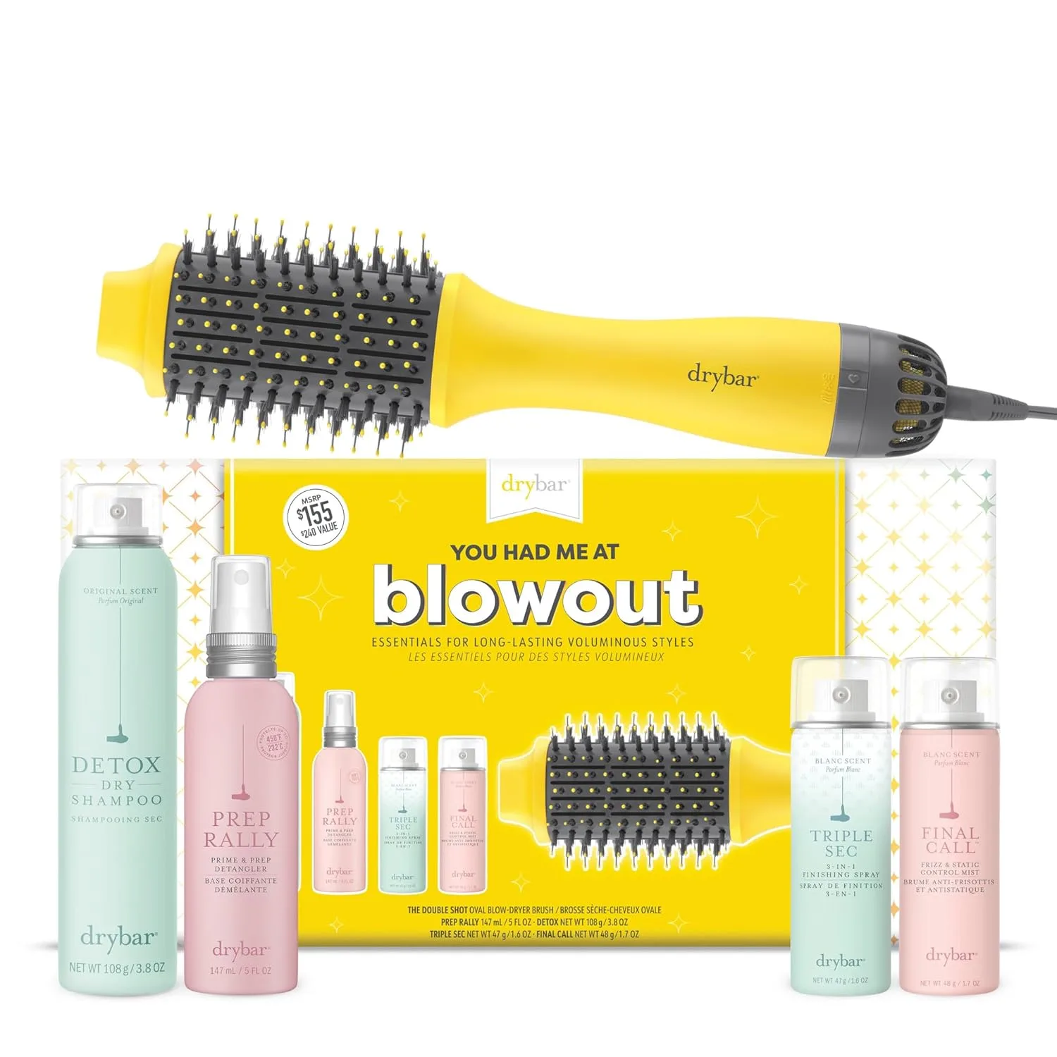 Набор Drybar You Had Me at Blowout Kit для обновления, подготовки, укладки, текстурирования и фиксации прически с дополнительным объемом, который держится до 8 часов