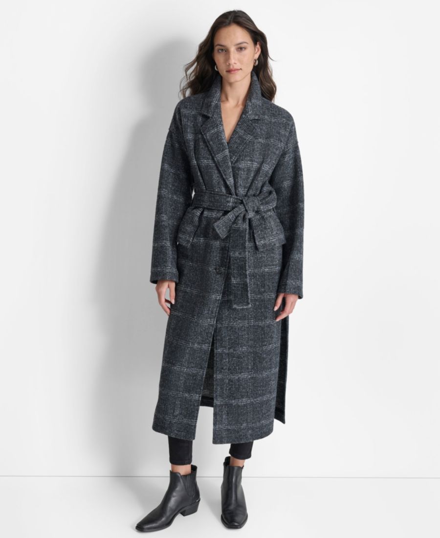 

Женский халат с поясом и длинными рукавами DKNY Jeans, Black green plaid