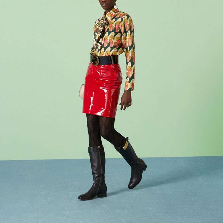 Рубашка женская Gucci Классическая, уникальный принт, мультиколор — фото 2