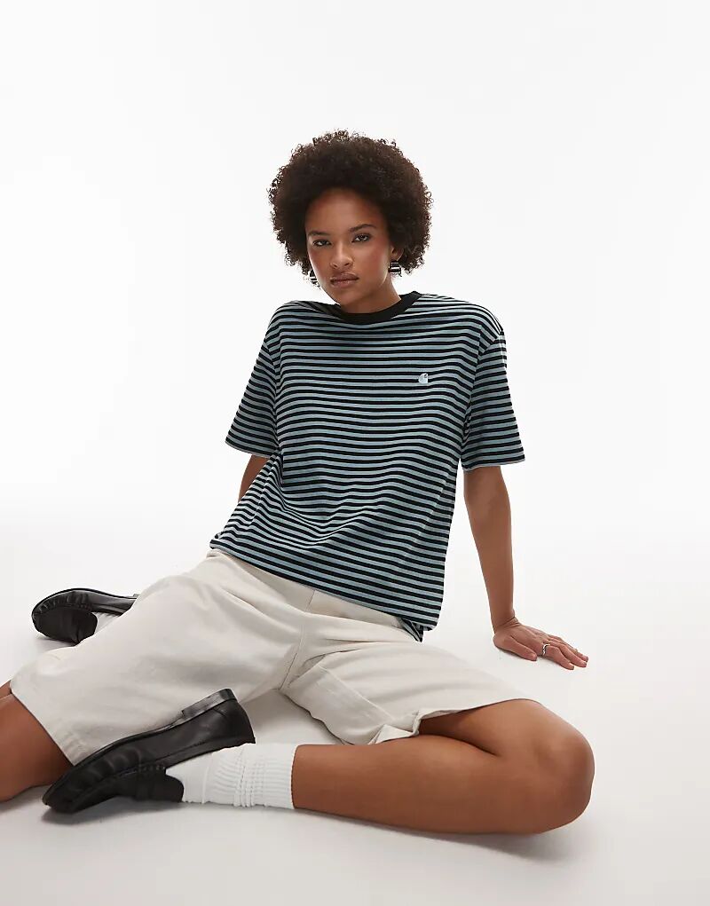 

Футболка Carhartt WIP Verner Stripe черного и синего цветов