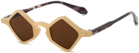 

Популярные модные солнцезащитные очки в форме маленького многоугольника и квадрата для женщин, с защитой от УФ-излучения UV400, для мужчин, с заклепками MTZJH, Jelly Tea Tea