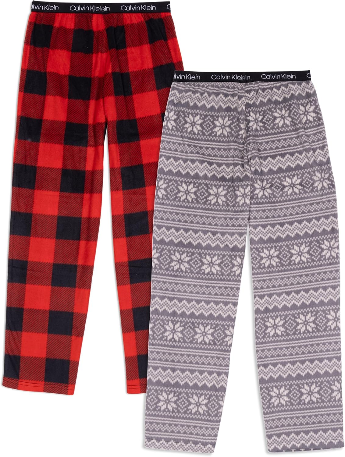 Комплект из 2 пижамных штанов Calvin Klein boys Super Soft Brushed Micro, Castlerock Fair Isle/Red Buffalo Plaid — фото 2