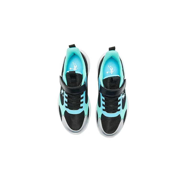 QIAODAN Synthetic Leather, Textile Breathable Lightweight Cushioning Low top Running Shoes Black/Gazing At The Blue — фото 4