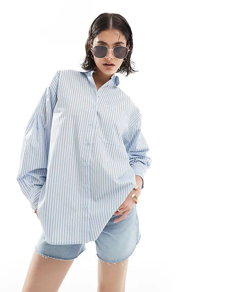 

Рубашка свободного кроя ASOS DESIGN в синюю полоску