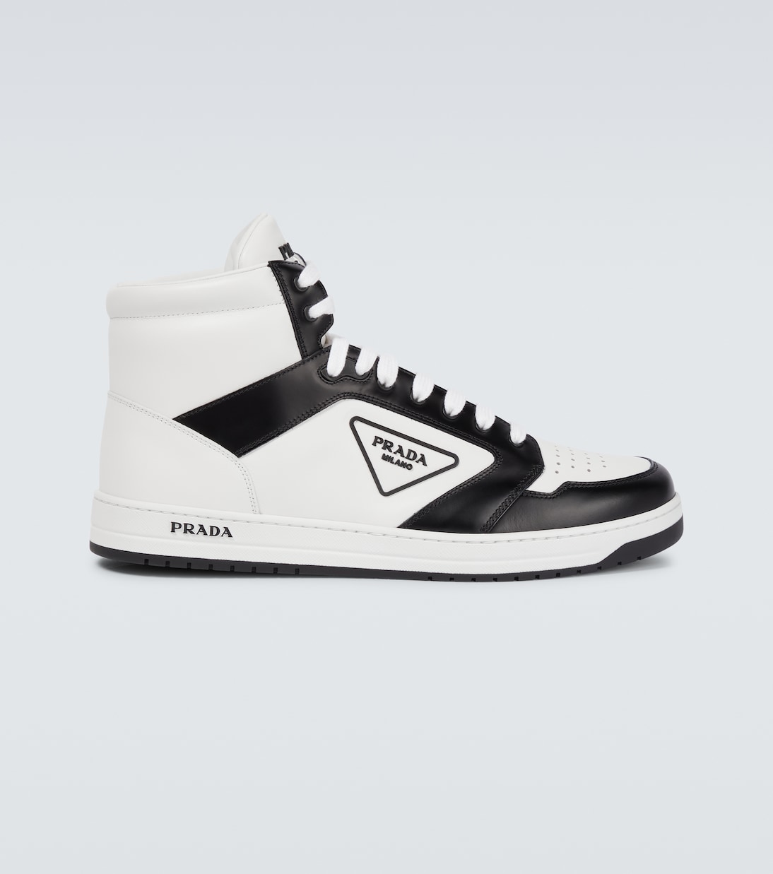 

Высокие кожаные кроссовки Prada, Bianco+Nero
