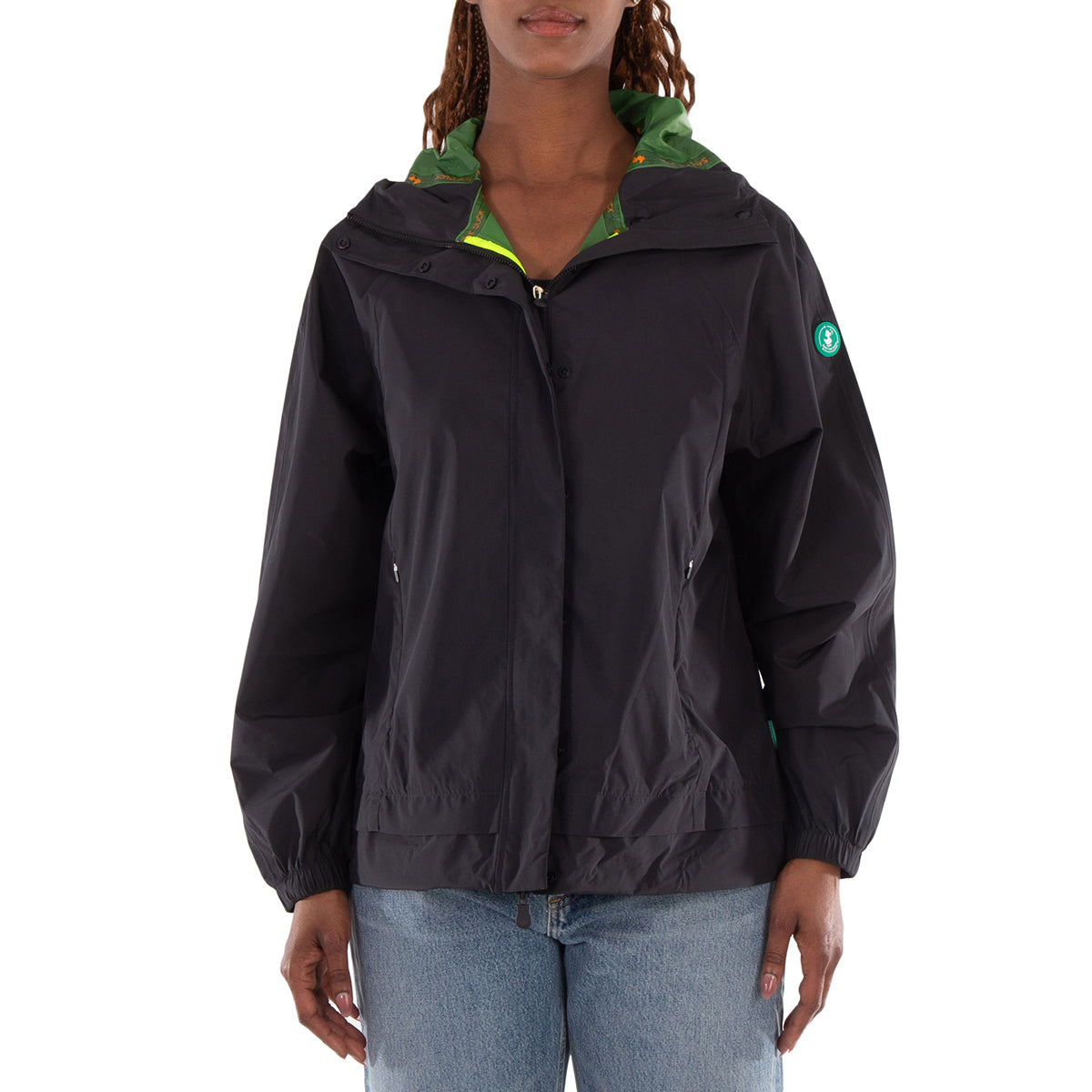 

Спасительная утка Женское черное худи Суки дождевик Save The Duck