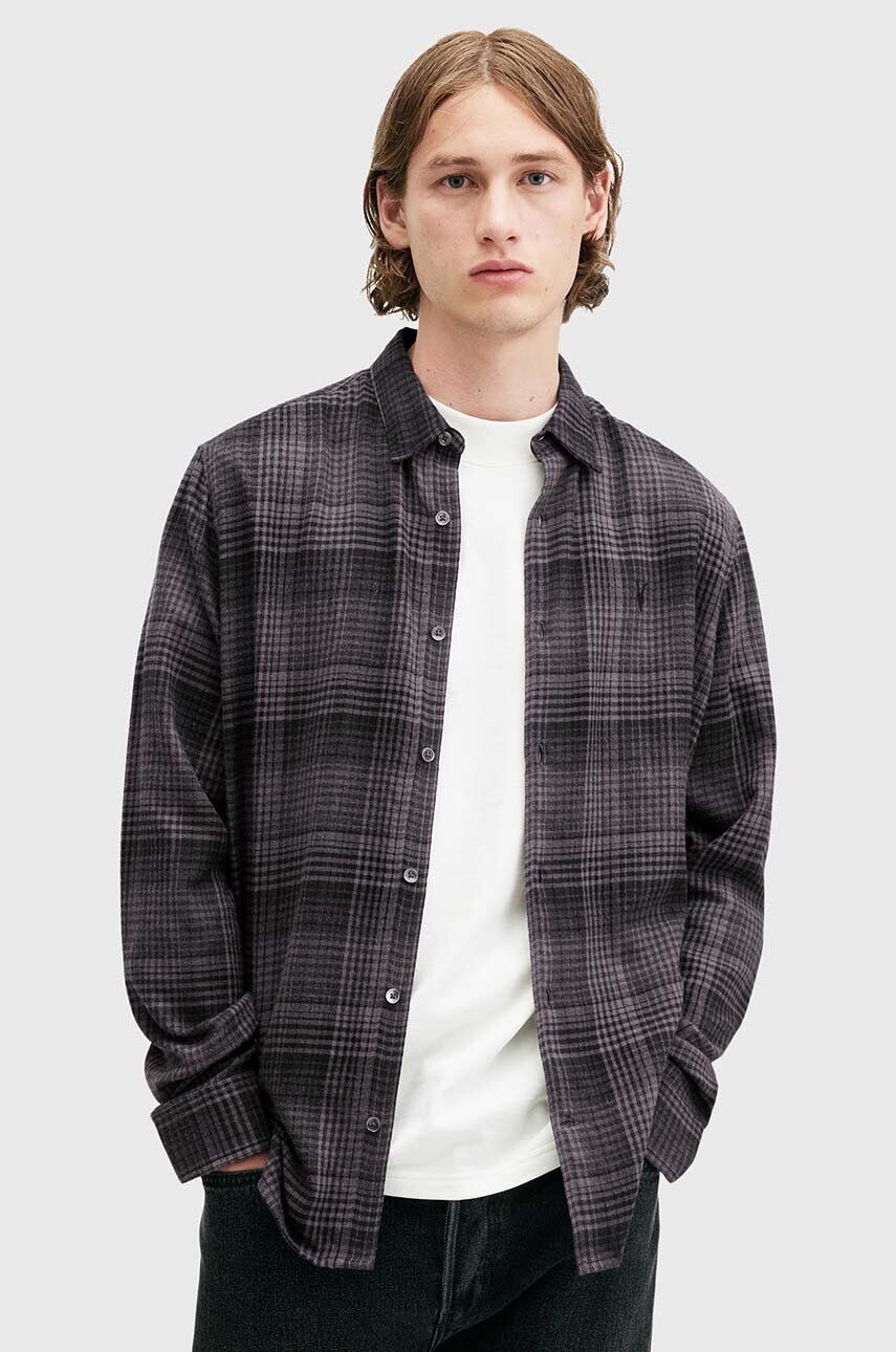 

Рубашка из хлопка AllSaints SONIK LS SHIRT, серый