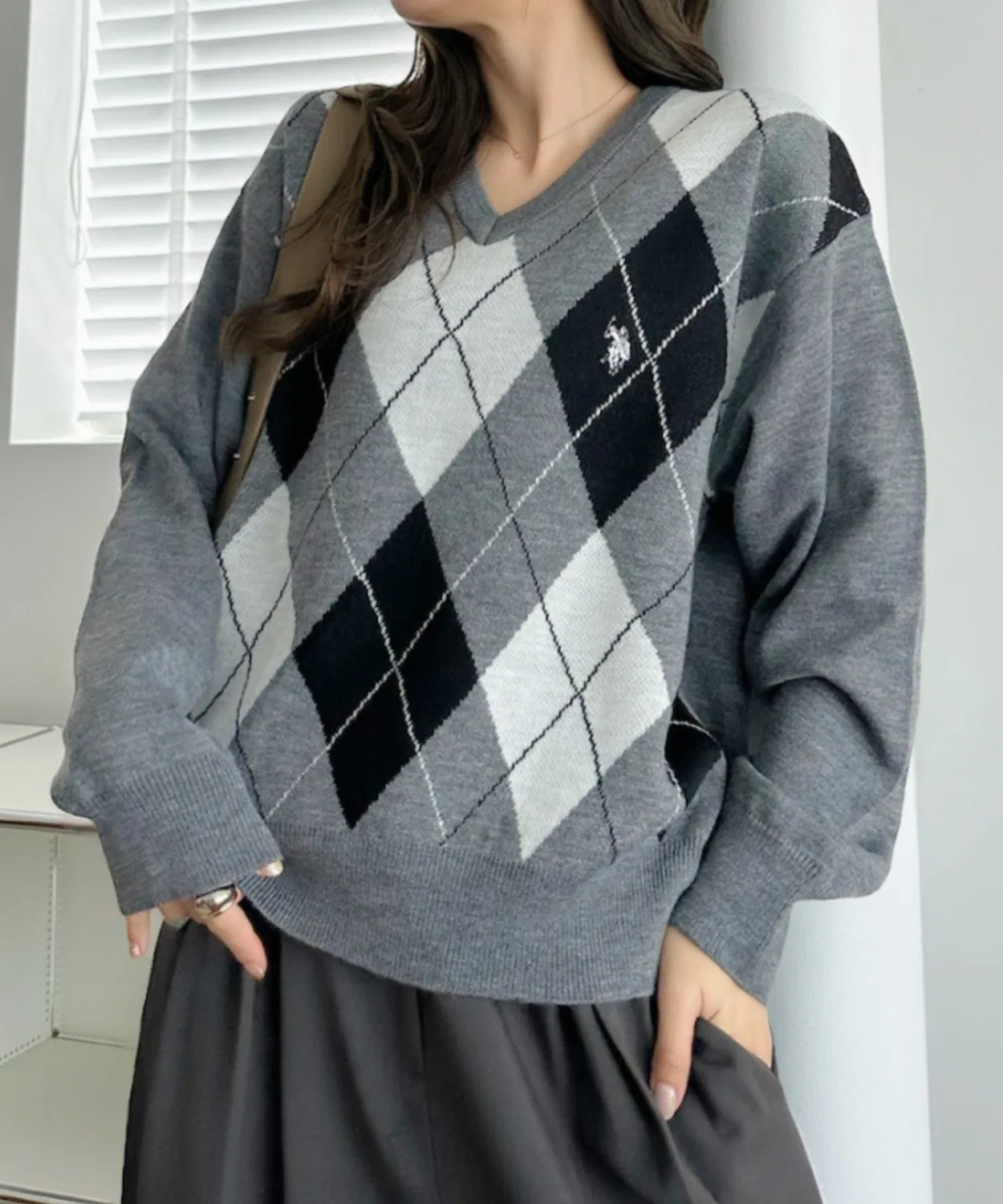 Свитер U.S. POLO ASSN с аргайловым узором, красный — фото 2