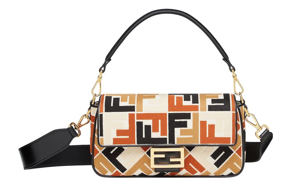 

FENDI Холщовая сумка через плечо женская натуральная коричневая и черная