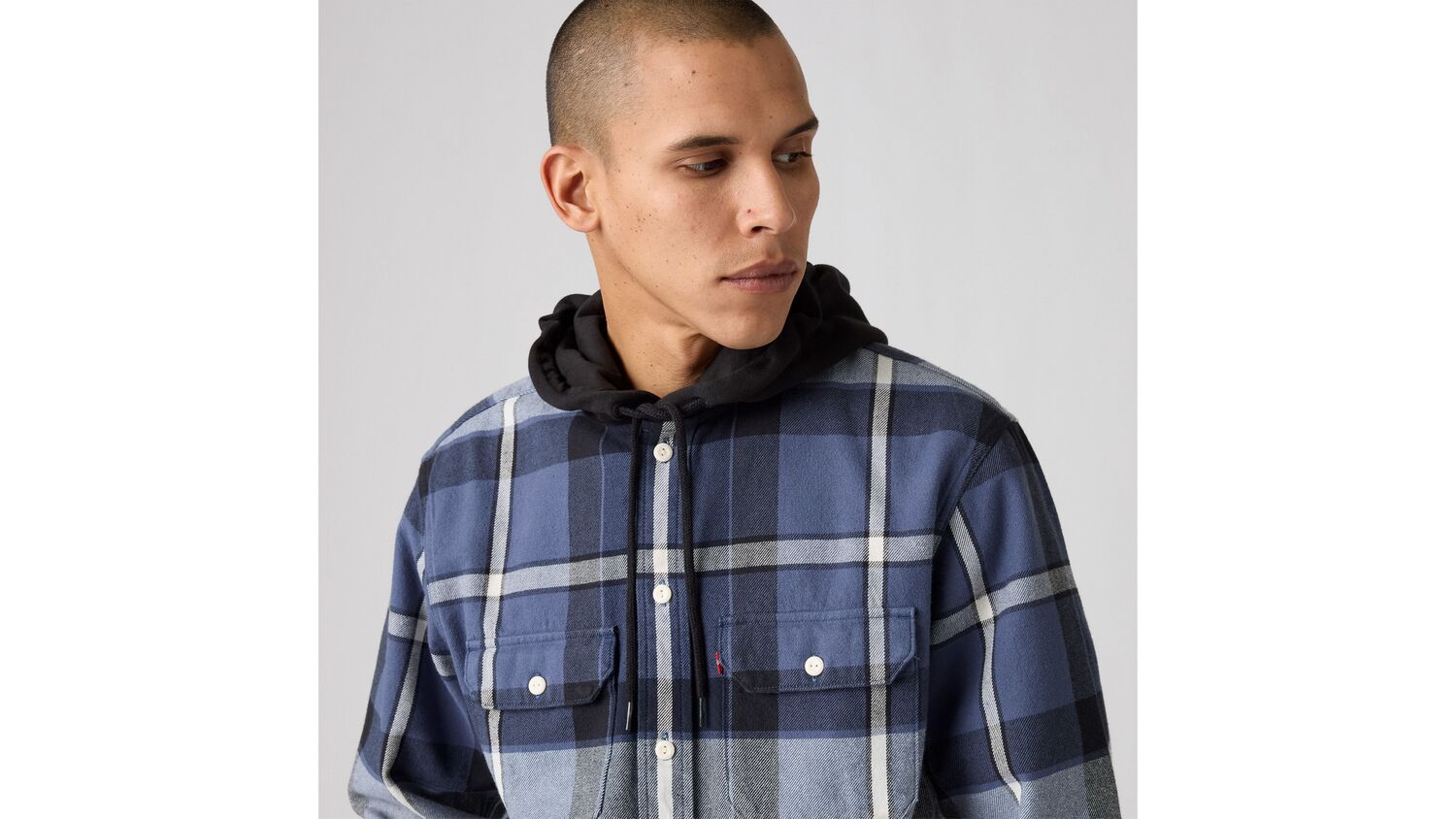 Классическая рабочая рубашка с капюшоном в клетку Levi's, Temescal Plaid Vintage Indigo - Blue — фото 4