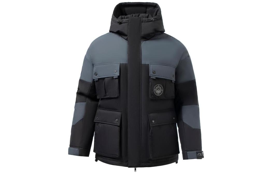

LINING Спортивная куртка пуховик мужская черно-серая, Black Gray