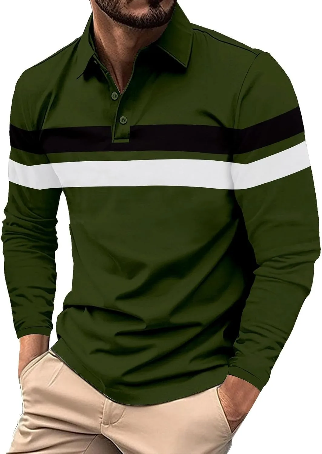 

Мужская поло с длинным рукавом в полоску