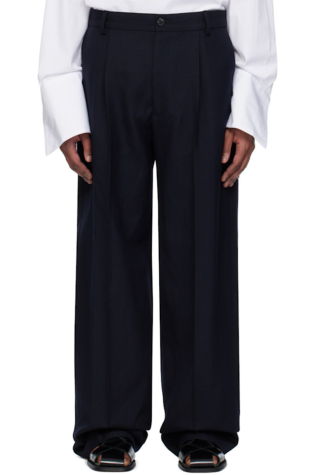 

Шерстяные брюки из саржи Dries Van Noten, синий
