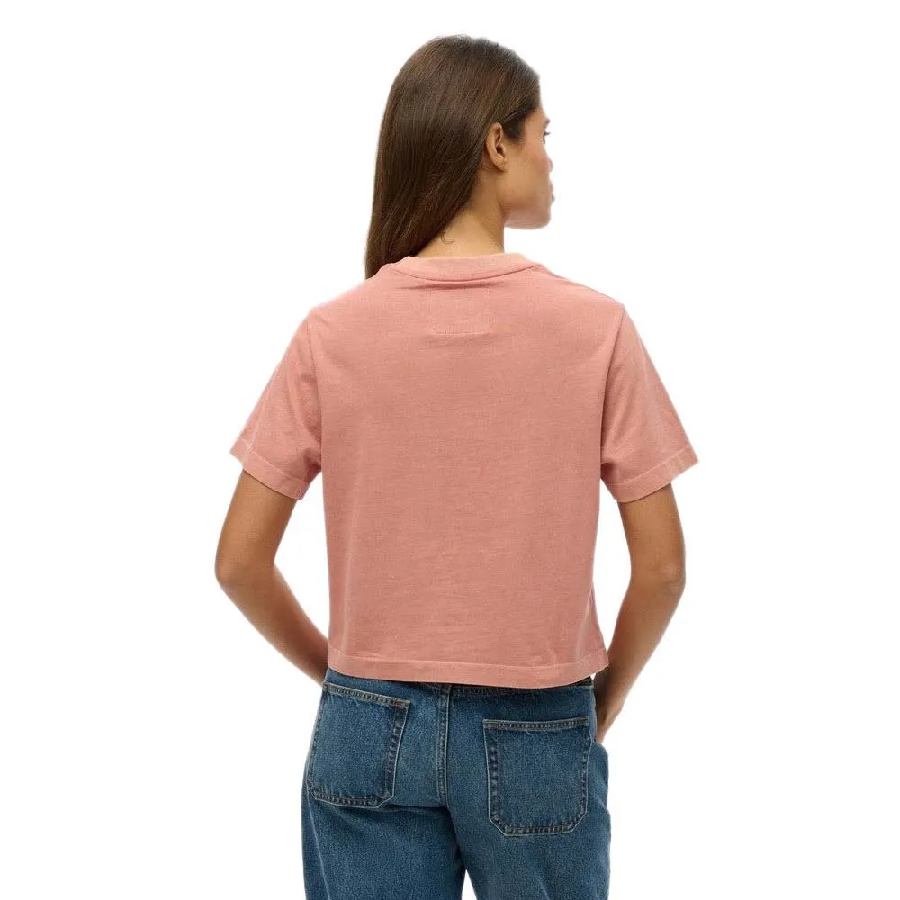 Футболка с коротким рукавом Superdry Emb Core Logo Boxy Loose, розовый — фото 2