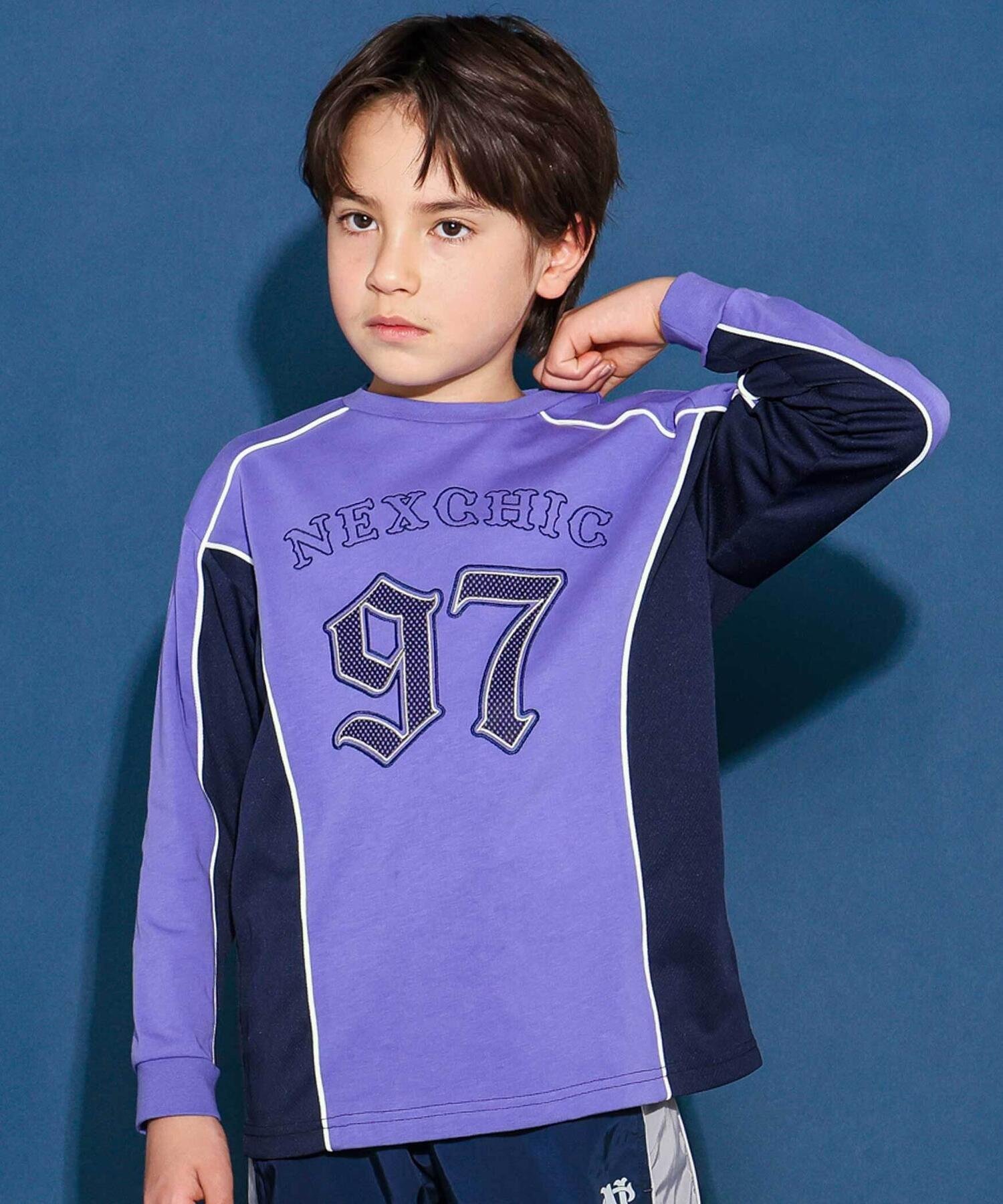 Свитшот из сетчатого трикотажа с логотипом (110-150 см) Nexchic, purple