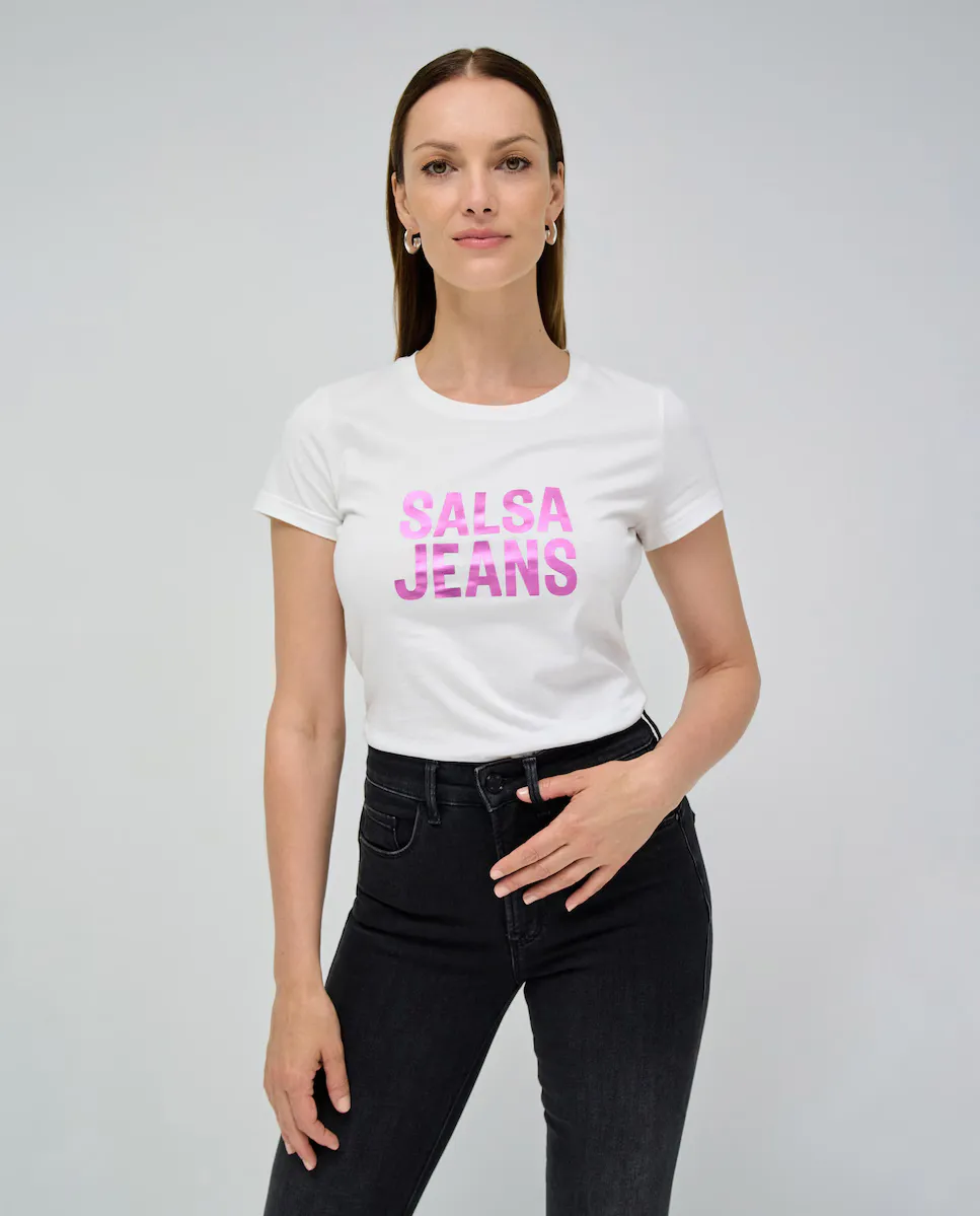 

Футболка женская облегающего кроя с логотипом Salsa Jeans, розовый