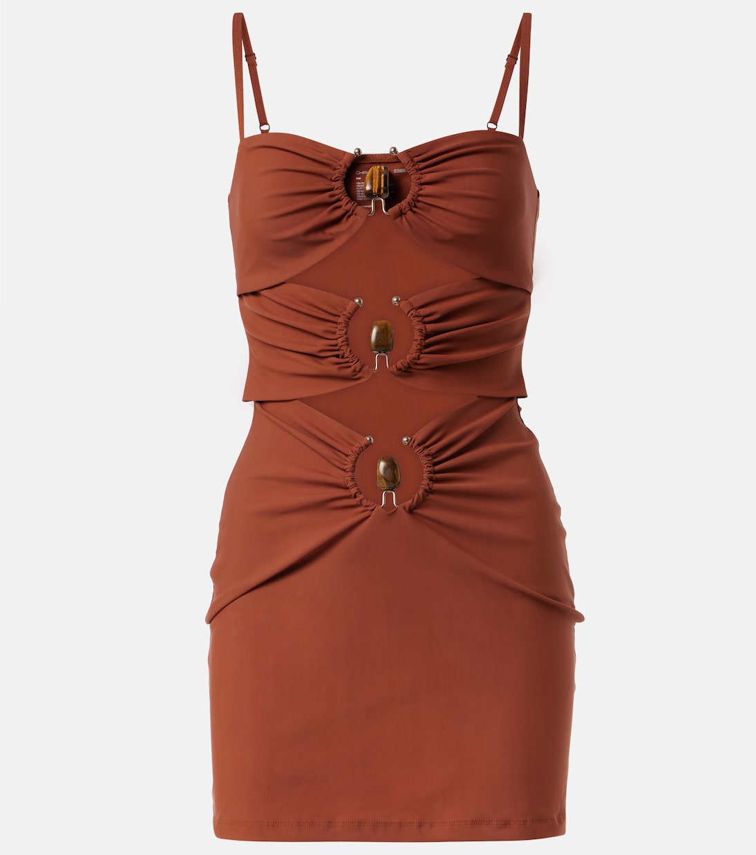 

Мини-платье с ажурными вырезами Pierced Orbit Christopher Esber, Coconut Shell