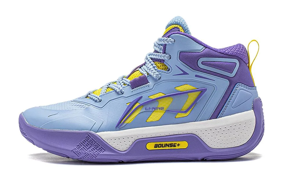 Li-Ning YOUNG Tianying V1 Synthetic Leather Cushioning Rebound Low top детские баскетбольные кроссовки, new aurora синий/basket фиолетовый