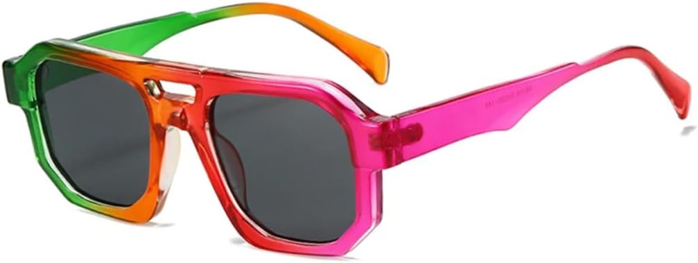 

Солнцезащитные очки для мужчин и женщин - защита UV400 - двойные перемычки, градиентные линзы, стиль панк, для занятий спортом на открытом воздухе и вождения DSVIGF, Colorful Gray