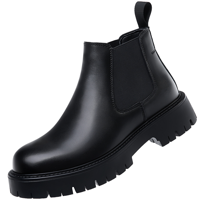 KACHILANG Мужские короткие челси ботинки черные утепленные, цвет Black Insulated Shoes — фото 4