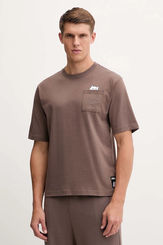 

Хлопковая футболка RIPNDIP Puma, коричневый