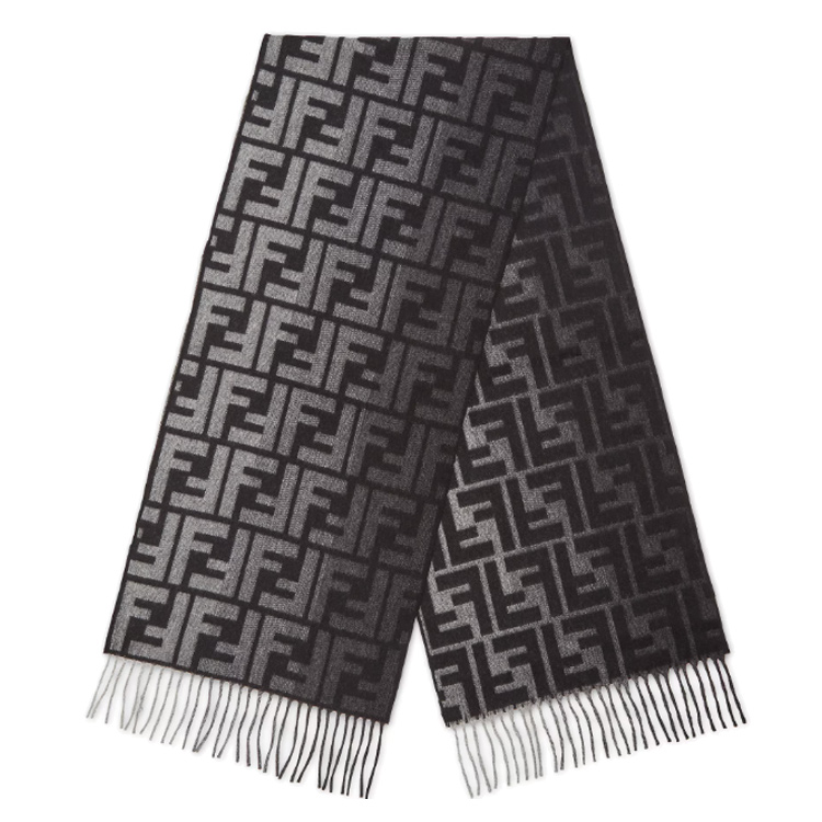 

FENDI Шерстяной вязаный шарф мужской черный, Black
