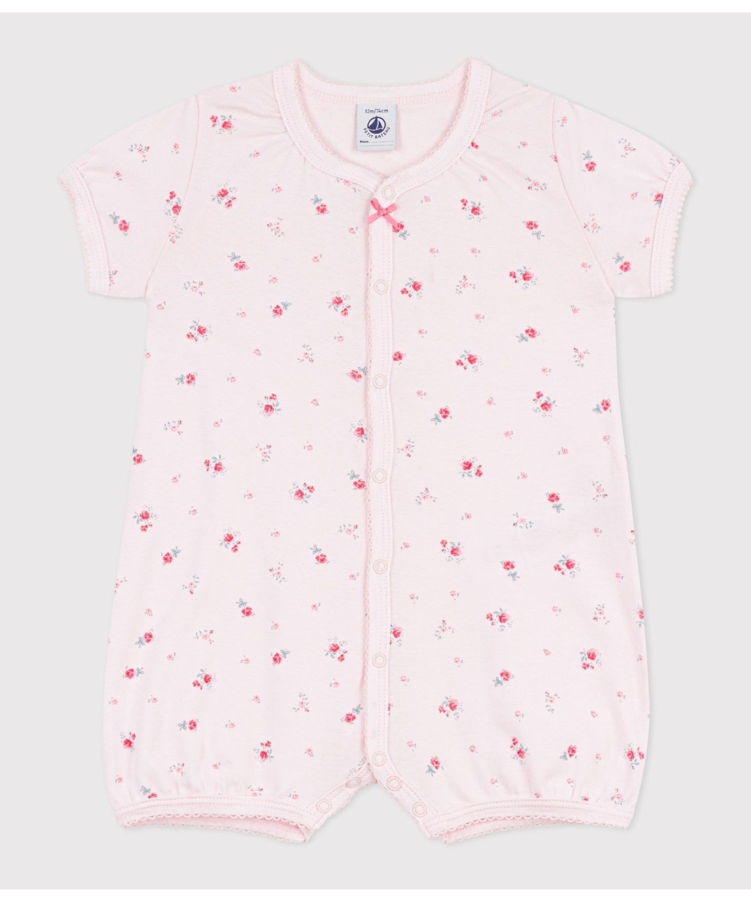 Короткий комбинезон с цветочным принтом Petit Bateau, Light pink/multicolor