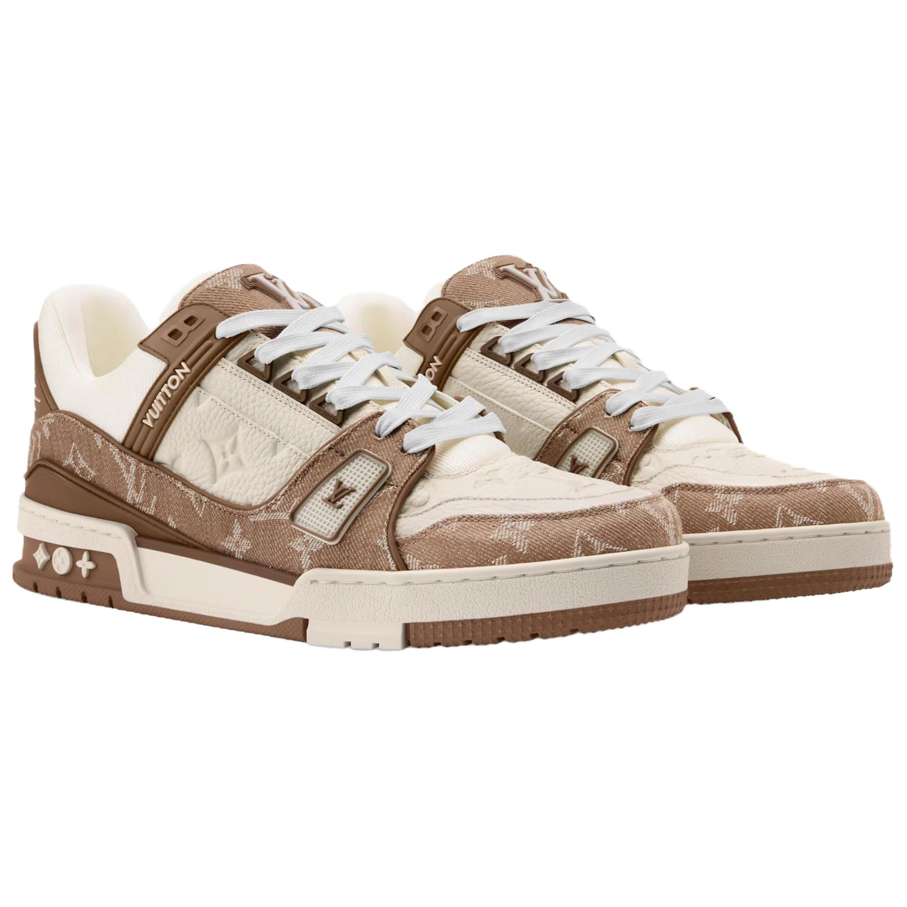 LOUIS VUITTON Тренировочные кроссовки low top Skateboard Shoes мужские beige brown — фото 4