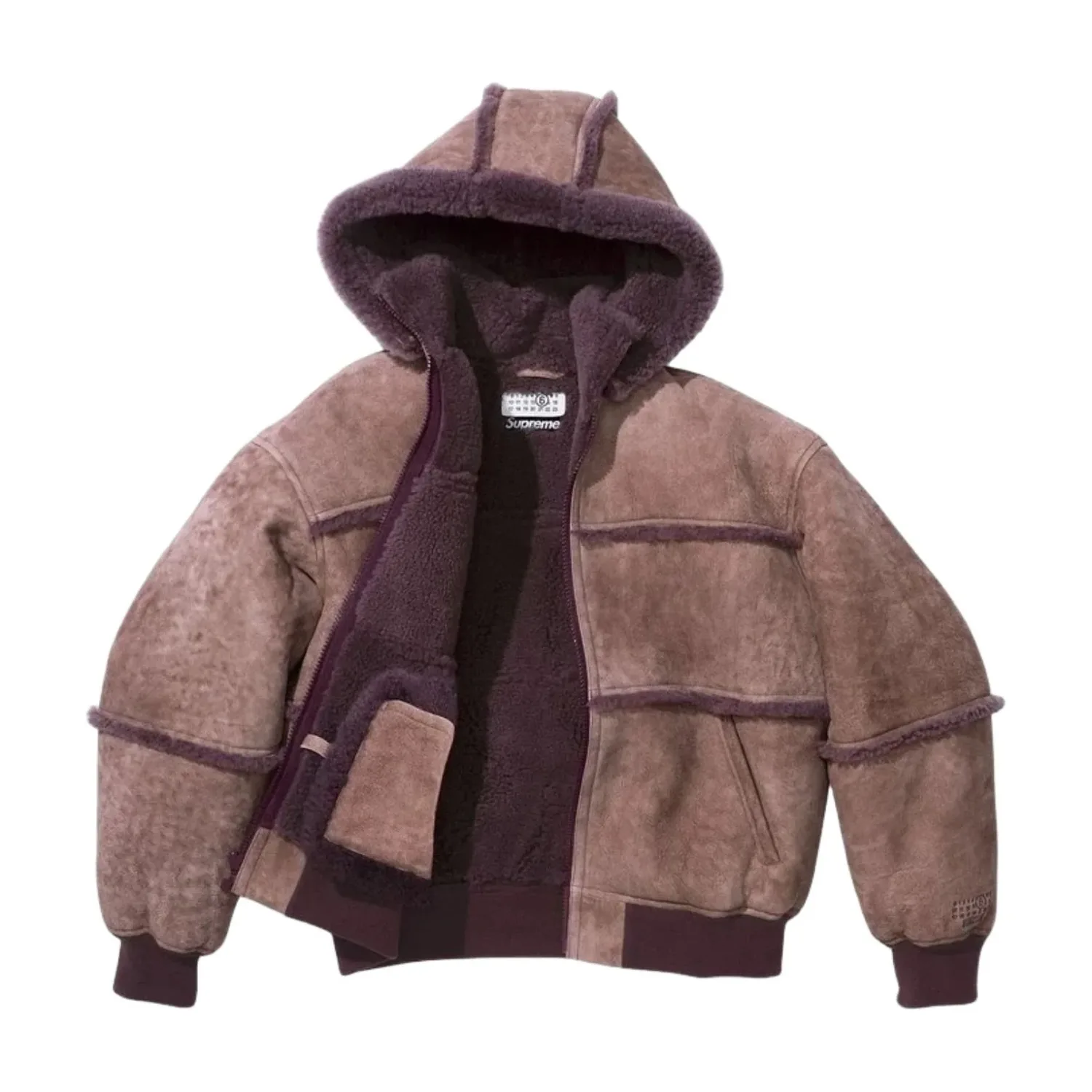 Куртка-бомбер Supreme x MM6 Maison Margiela с капюшоном и меховой отделкой, фиолетовая — фото 2