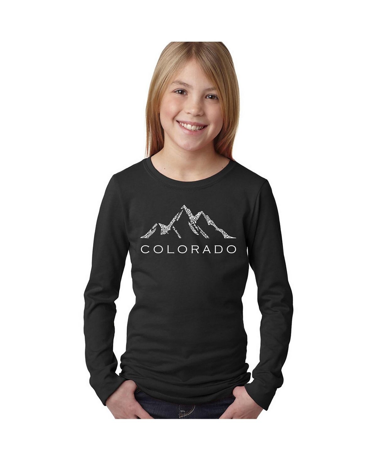 

Футболка с длинным рукавом Big Girl's Word Art - Colorado Ski Towns LA Pop Art