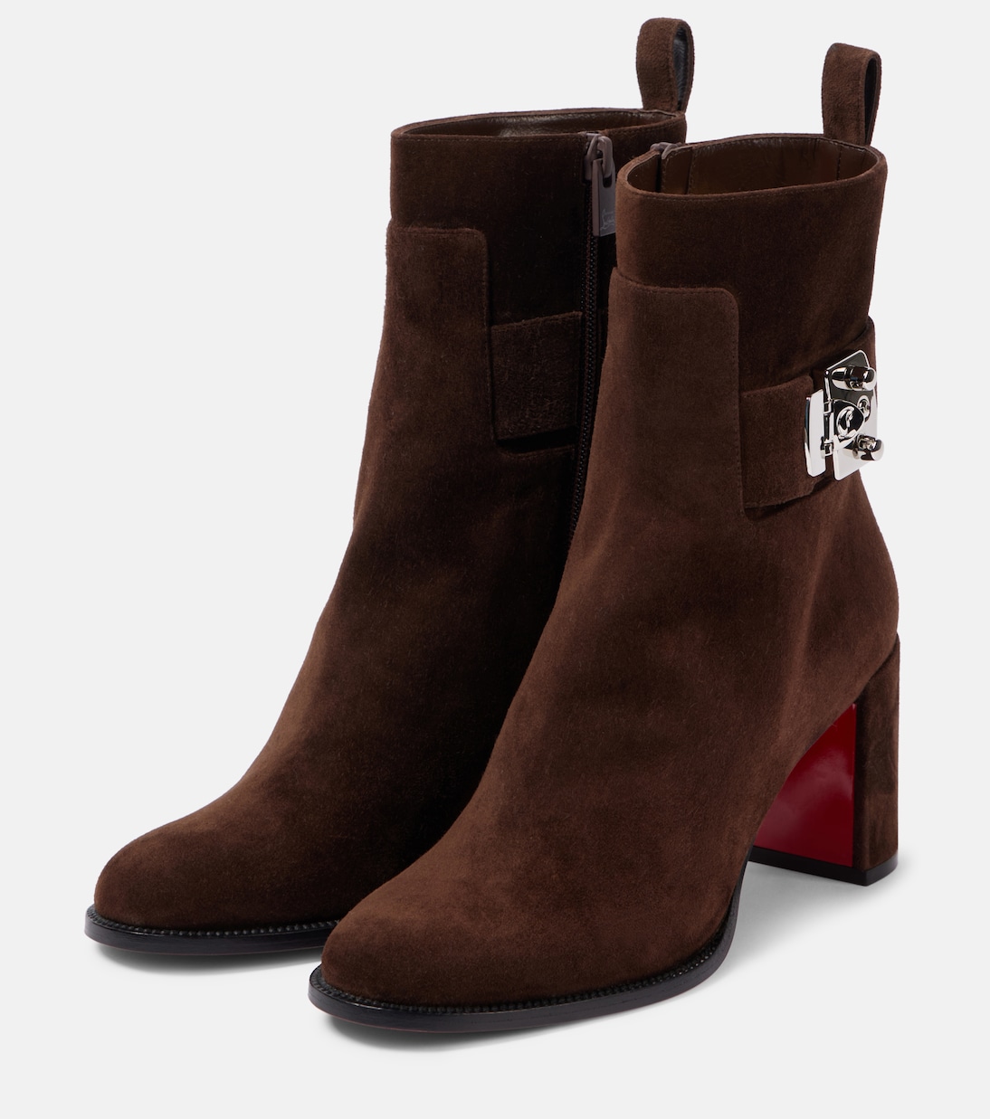Ботинки Booty Lock 70 на шнуровке из замши Christian Louboutin, Cosme — фото 4