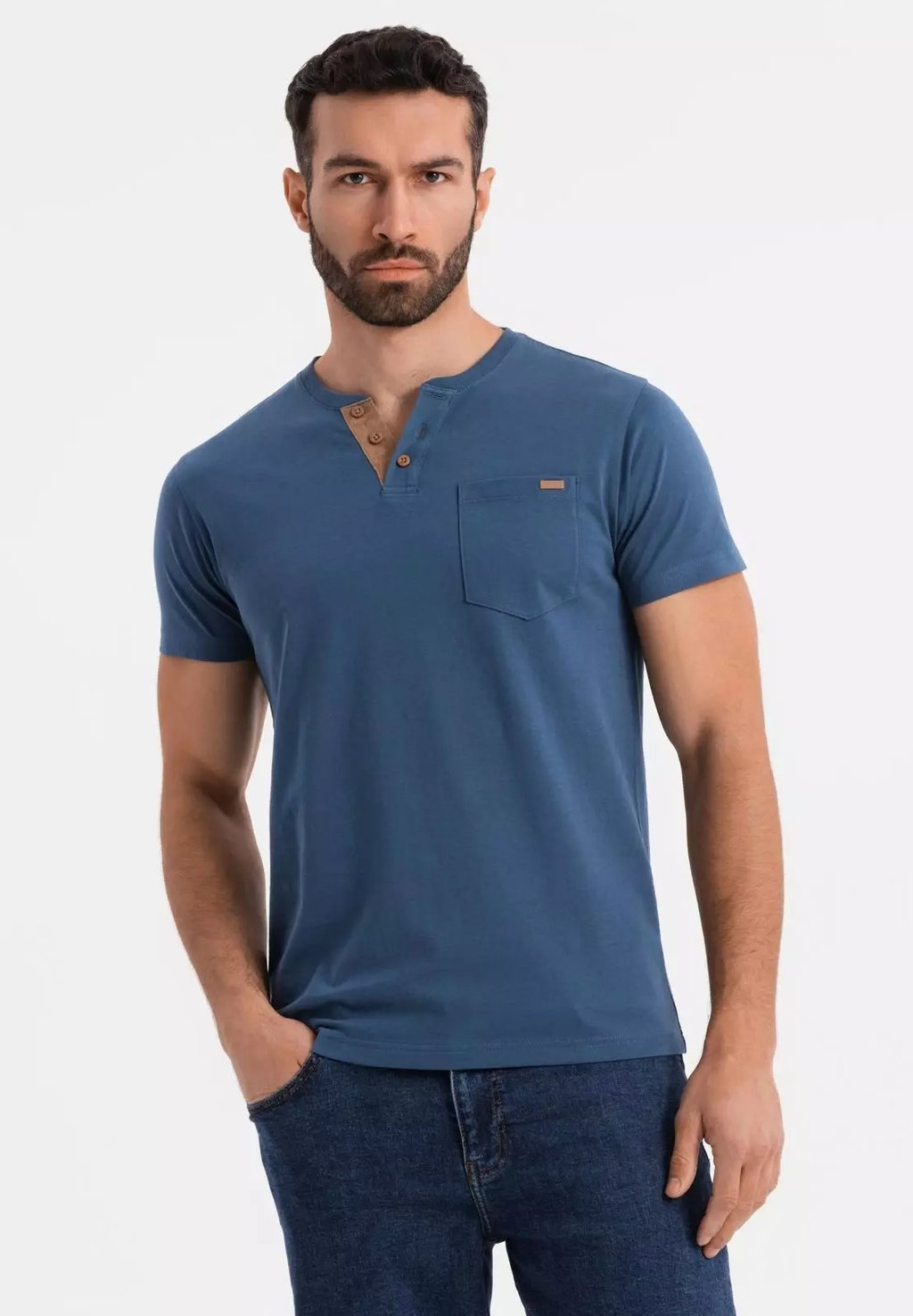 

Базовая футболка BUTTON-DOWN NECK Ombre, темно-синий