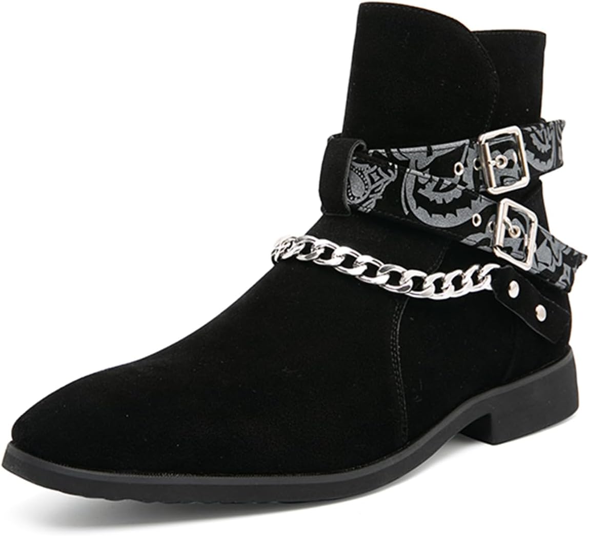 

Ботинки Abborora Mens Chelsea с пряжкой, чукка, мотоциклетные, удобные для ходьбы, короткие мужские ботинки, черный