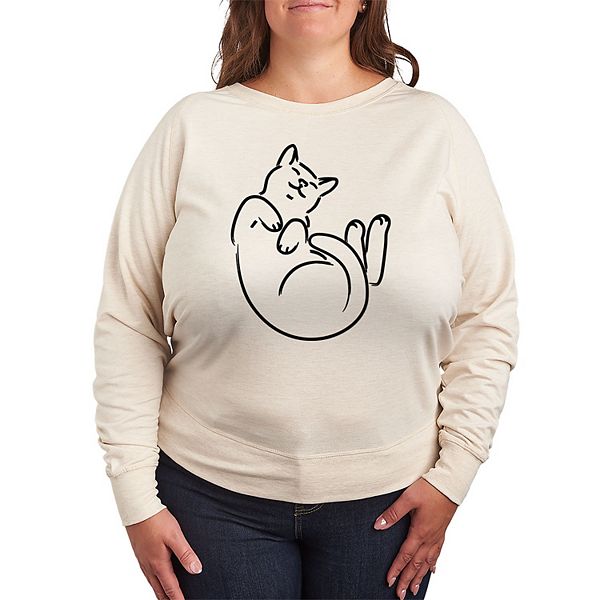 

Футболка с длинным рукавом Plus size с принтом в виде кошки Licensed Character, Beige
