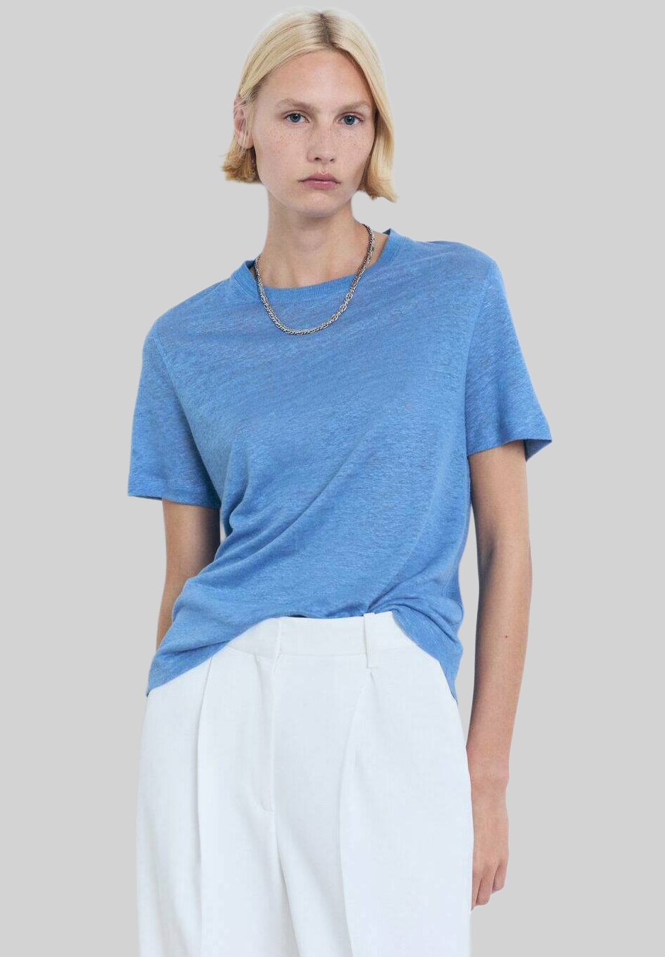 

Базовая футболка SHORT SLEEVED Mango, светло-голубой