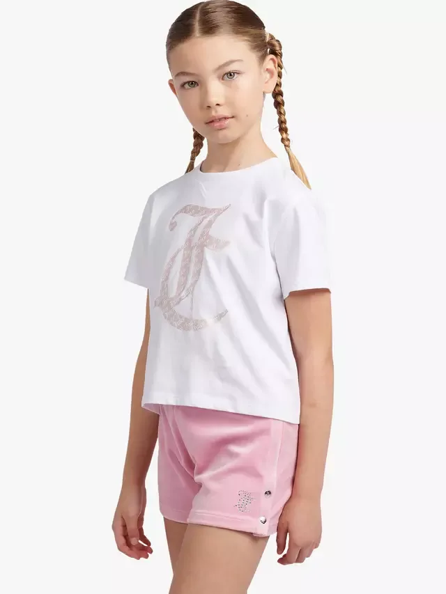 Детский комплект: свободная футболка и велюровые шорты, розовый нектар Juicy Couture