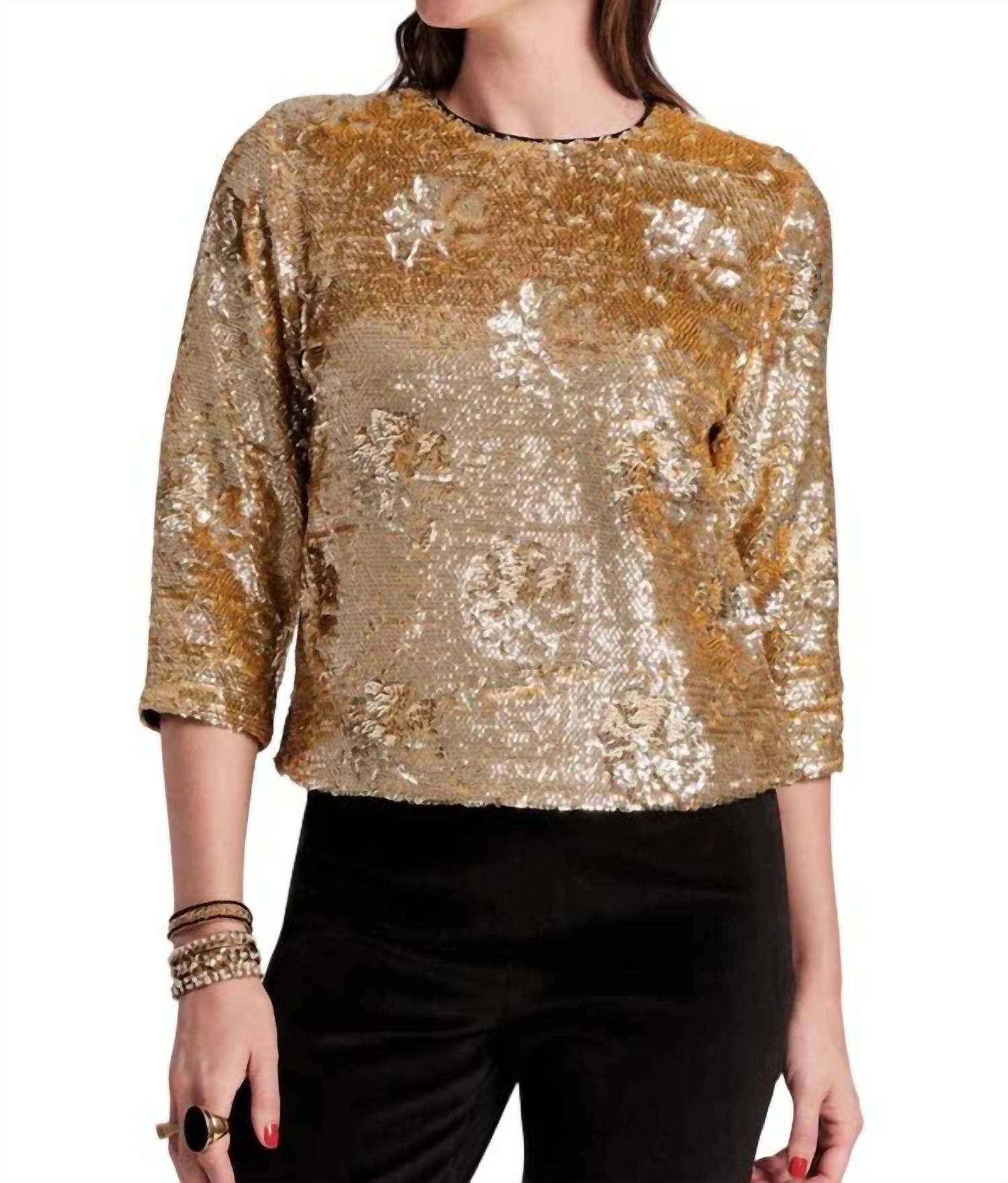 

Топ Taylor Sequin в золоте Frances Valentine, золотой