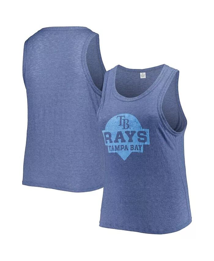 

Женская темно-синяя майка Tampa Bay Rays большого размера с высоким воротником из трехслойной смеси Soft As A Grape