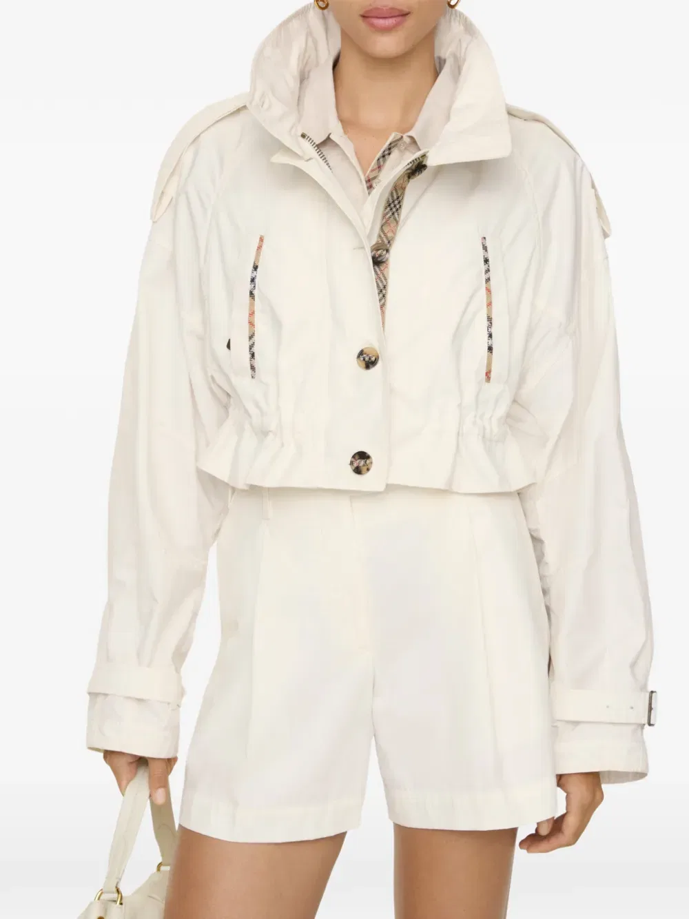 Жакет Ladymoor Burberry, укороченный, хлопковый, нейтральный — фото 2