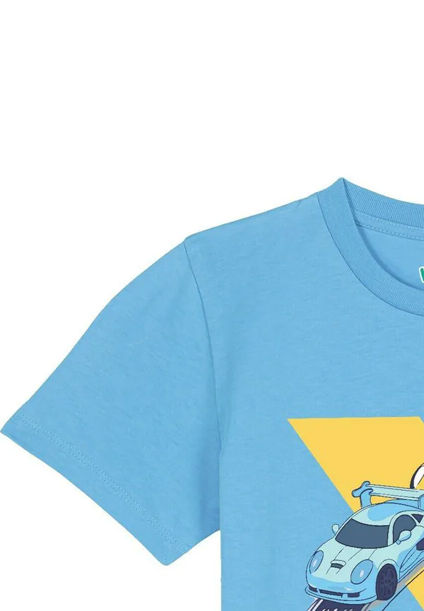 Футболка с принтом гоночного автомобиля Watapparel, Aqua Blue — фото 4