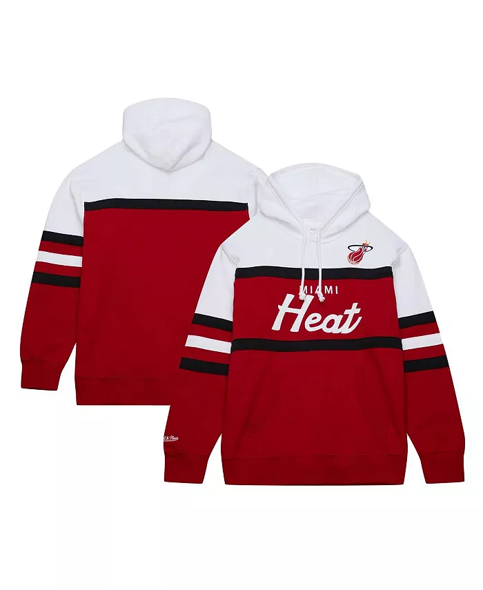 

Мужская толстовка с капюшоном Miami Heat Head Coach красного и белого цветов Mitchell & Ness