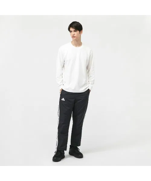 Мужские утеплённые брюки Adidas с тремя полосками чёрные — фото 4