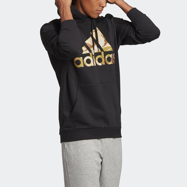Толстовка adidas M Camo Hd Logo Printing Sports hooded Long Sleeves Black, черный — фото 4
