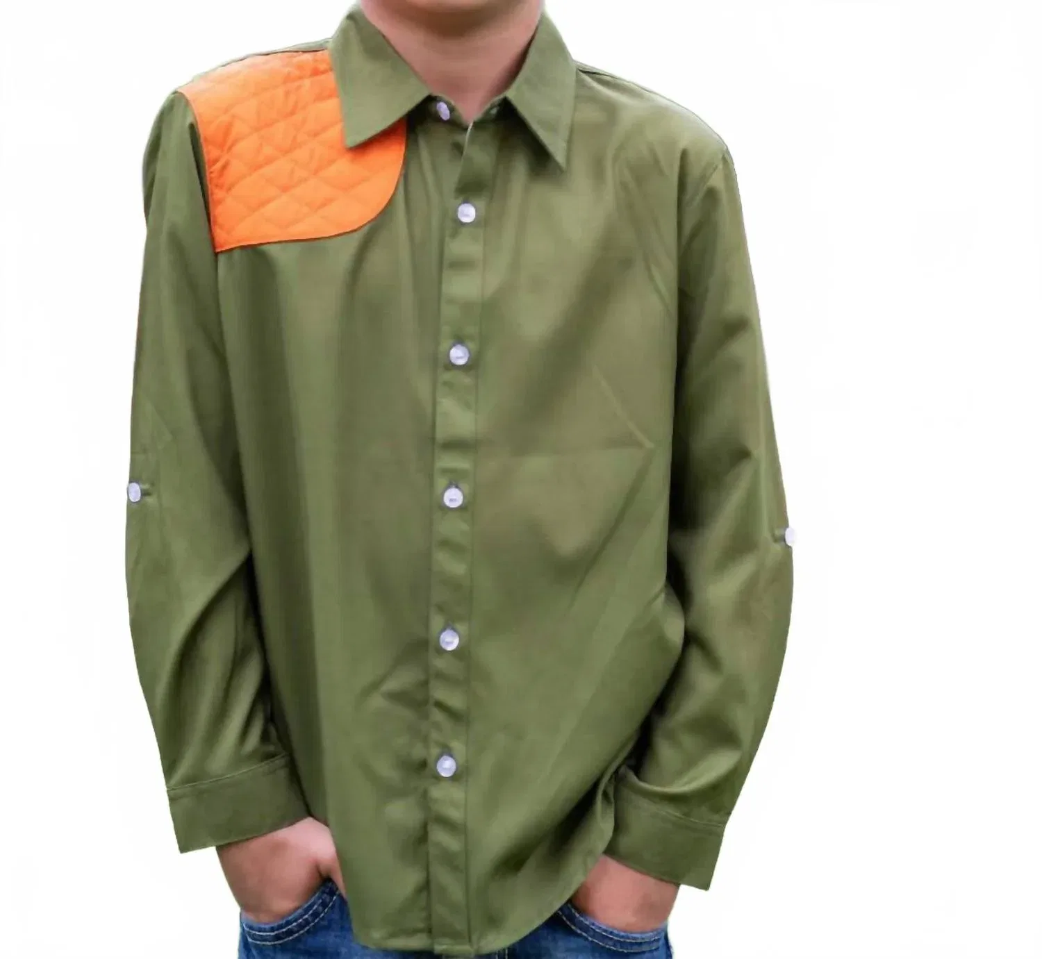 Blue Quail Clothing Co Рубашка с длинным рукавом оранжево-зеленого цвета