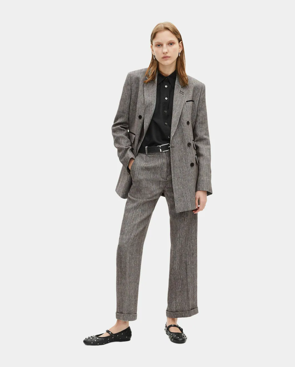 

Женские шерстяные и льняные костюмные брюки The Kooples, серый